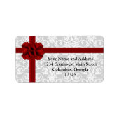 Rood lint Cadeau boog Etiket (Voorkant)