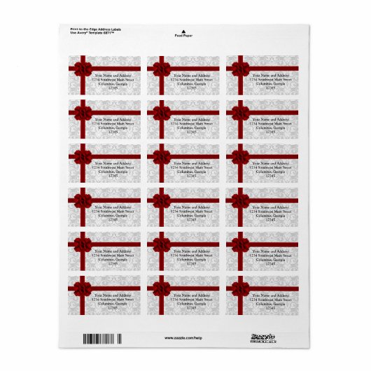 Rood lint Cadeau boog Etiket (Full Sheet)