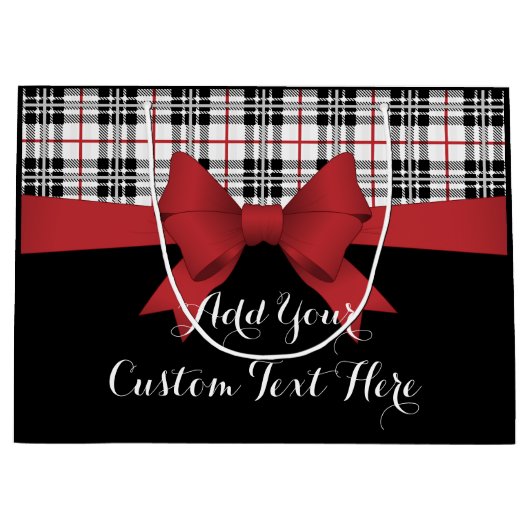 Rood lint en Tartan Plaid Large Cadeautasje (Voorkant)