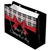 Rood lint en Tartan Plaid Large Cadeautasje (Voorkant Gekanteld)