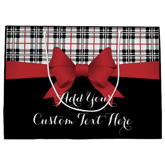 Rood lint en Tartan Plaid Large Cadeautasje (Achterkant)