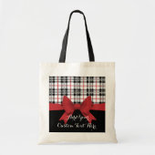 Rood lint en zwart wit rood tartan Aangepast Tote Bag (Voorkant)