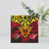 ROOD LINT GOUD KELTISCH HART DAMAST MONOGRAM KAART (Staand voorkant)