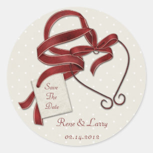Rood lint hart Save the Date Sticker