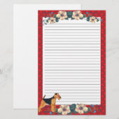 Rood lint, met peren uitgelijnd briefpapier (Voorkant / Achterkant)