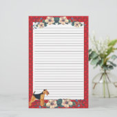 Rood lint, met peren uitgelijnd briefpapier (Staand voorkant)