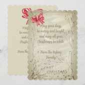 rood lint oude stijl kerst feestdagenkaart (Voorkant / Achterkant)