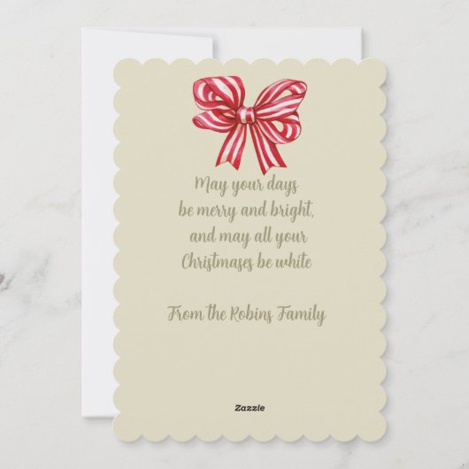 rood lint oude stijl kerst feestdagenkaart (Achterkant)