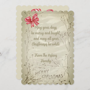 rood lint oude stijl kerst feestdagenkaart