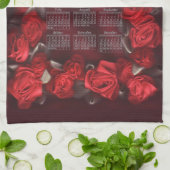 Rood lint Rozen Rand 2023 Agenda Theedoek (Gevouwen)