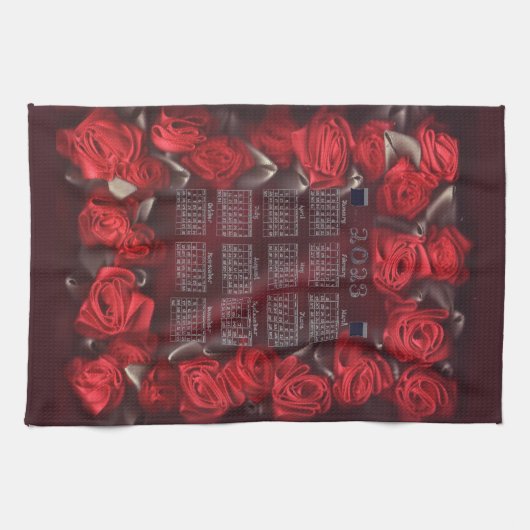Rood lint Rozen Rand 2023 Agenda Theedoek (Horizontaal)