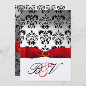 ROOD LINT ZILVER ZWART DAMAST MONOGRAM KAART (Voorkant / Achterkant)