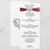 Rood lint Zilveren Zwanen Menu Kaart (Voorkant / Achterkant)