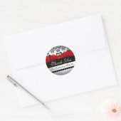 ROOD LINT ZWART & WIT DAMASK RONDE STICKER (Envelop)