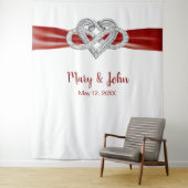 Rood lintje oneindige hartbruiloft achtergrond wandkleed (In situ)