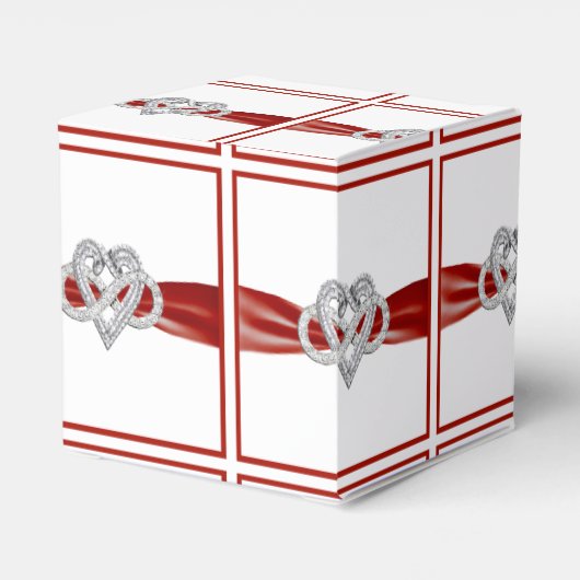 Rood lintje oneindige hartslag bedankdoosjes (Achterkant)