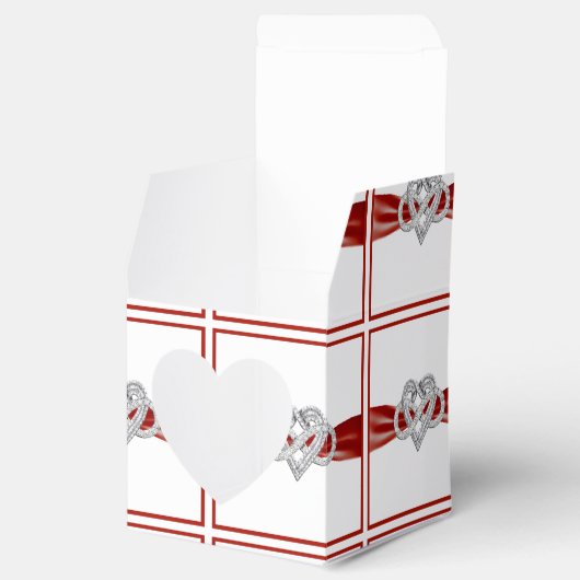 Rood lintje oneindige hartslag bedankdoosjes (Geopend)