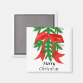 Rood lintje op Pine Bough Magnet (Voorkant / Achterkant)