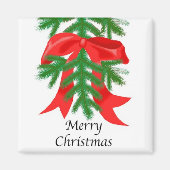 Rood lintje op Pine Bough Magnet (Voorkant)