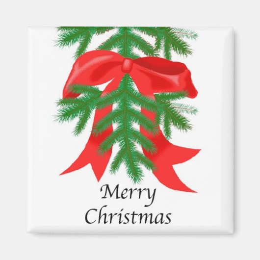 Rood lintje op Pine Bough Magnet (Voorkant)