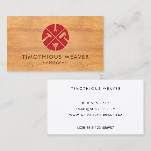 Rood Logo Hout Visitekaartje (Voorkant / Achterkant)