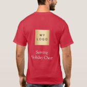Rood Logo Kerst Personeel Dienend Kerstvreugde T-shirt (Achterkant)