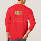 Rood Logo Kerst Personeel Dienend Kerstvreugde T-shirt (Achterkant)