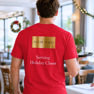 Rood Logo Kerst Personeel Service Bar Restaurant T-shirt