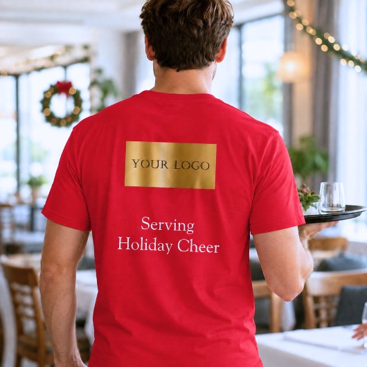 Rood Logo Kerst Personeel Service Bar Restaurant T-shirt