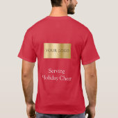 Rood Logo Kerst Personeel Service Bar Restaurant T-shirt (Achterkant)