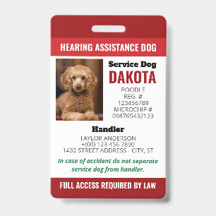 Rood Logo QR Foto ID van Gehoorhulp Hond Badge