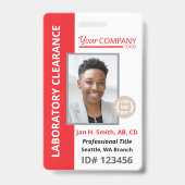 Rood Logo Toegang Personeel Foto ID Badge (Voorzijde)
