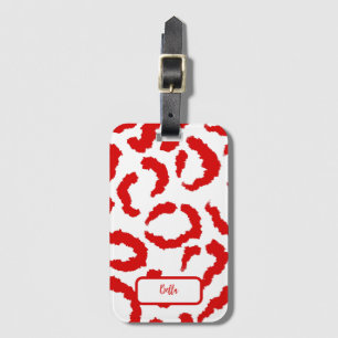 Rood Luipaard Patroon Bagagelabel