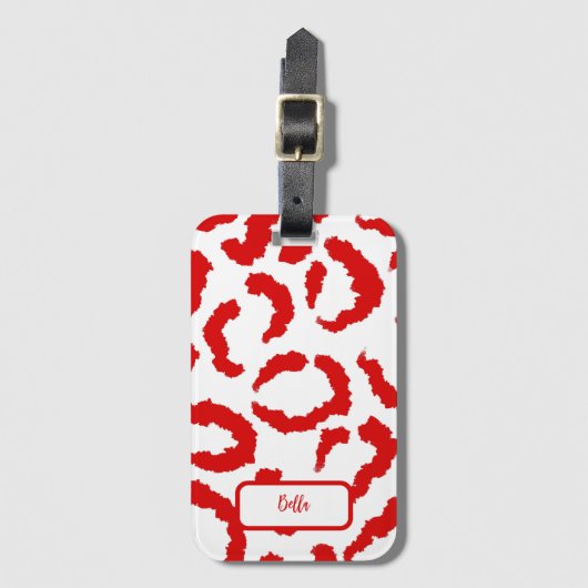 Rood Luipaard Patroon Bagagelabel (Voorkant (verticaal))