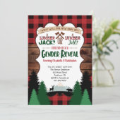 Rood Lumberjack Gender onthullen Baby shower Kaart (Staand voorkant)