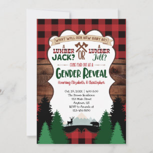 Rood Lumberjack Gender onthullen Baby shower Kaart