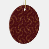 Rood Luxe Wavy Stripes Patroon Keramisch Ornament (Rechts)
