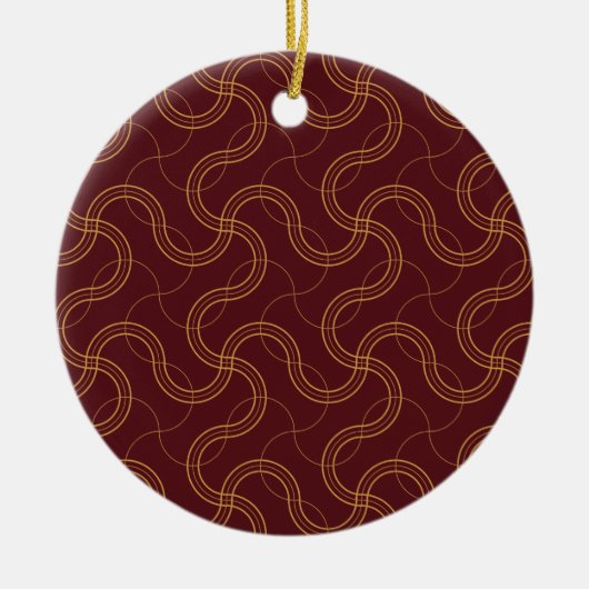 Rood Luxe Wavy Stripes Patroon Keramisch Ornament (Voorkant)