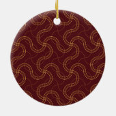 Rood Luxe Wavy Stripes Patroon Keramisch Ornament (Achterkant)