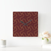 Rood Luxe Wavy Stripes Patroon Vierkante Klok (Huis)
