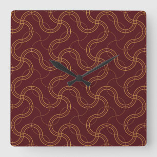 Rood Luxe Wavy Stripes Patroon Vierkante Klok