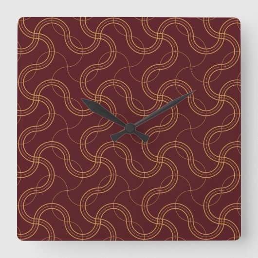 Rood Luxe Wavy Stripes Patroon Vierkante Klok (Voorkant)