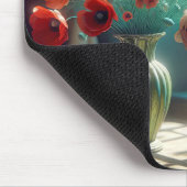 Rood maanboeket in zonnig raam muismat (Hoek)