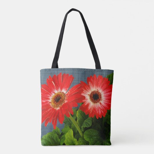 Rood madeliefje tote bag (Achterkant)