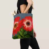 Rood madeliefje tote bag (Dichtbij)