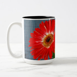 Rood madeliefje tweekleurige koffiemok