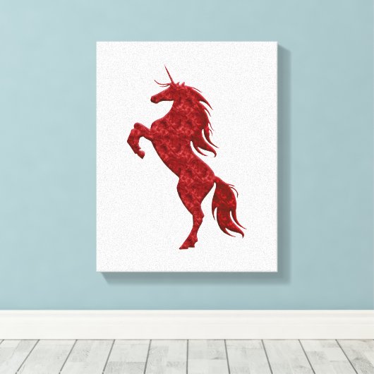 Rood Magisch Fokken Eenhoorn Canvas Print (Insitu (Houten vloer))
