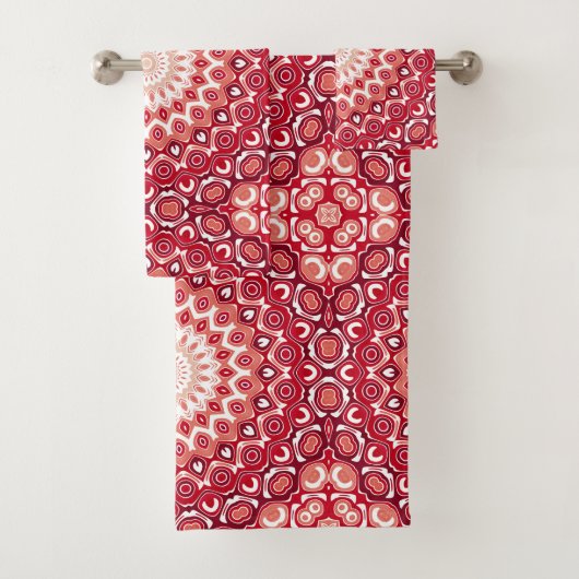 Rood Mandala-patroon in vurige gradiënt Bad Handdoek (Insitu)