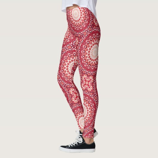 Rood Mandala-patroon in vurige gradiënt Leggings (Links)