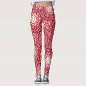 Rood Mandala-patroon in vurige gradiënt Leggings (Voorkant)